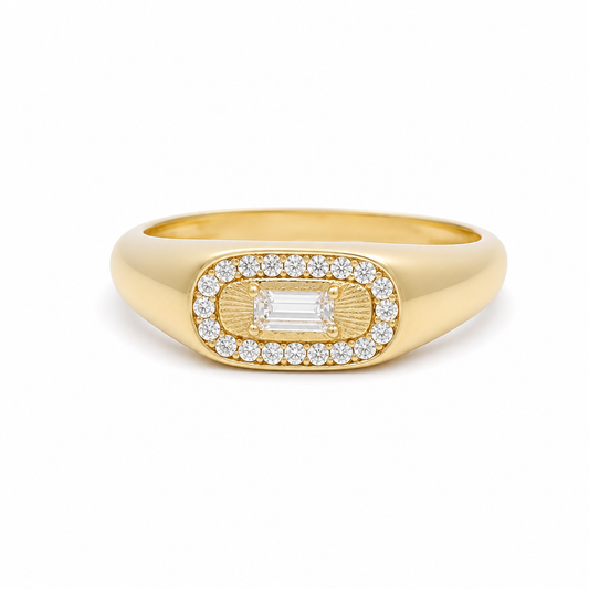 10K Yellow Gold Fashion Women's Ring with Cz Stone / Size: :7.25 / Weight: 1.8 GR / CQWR0FS-36