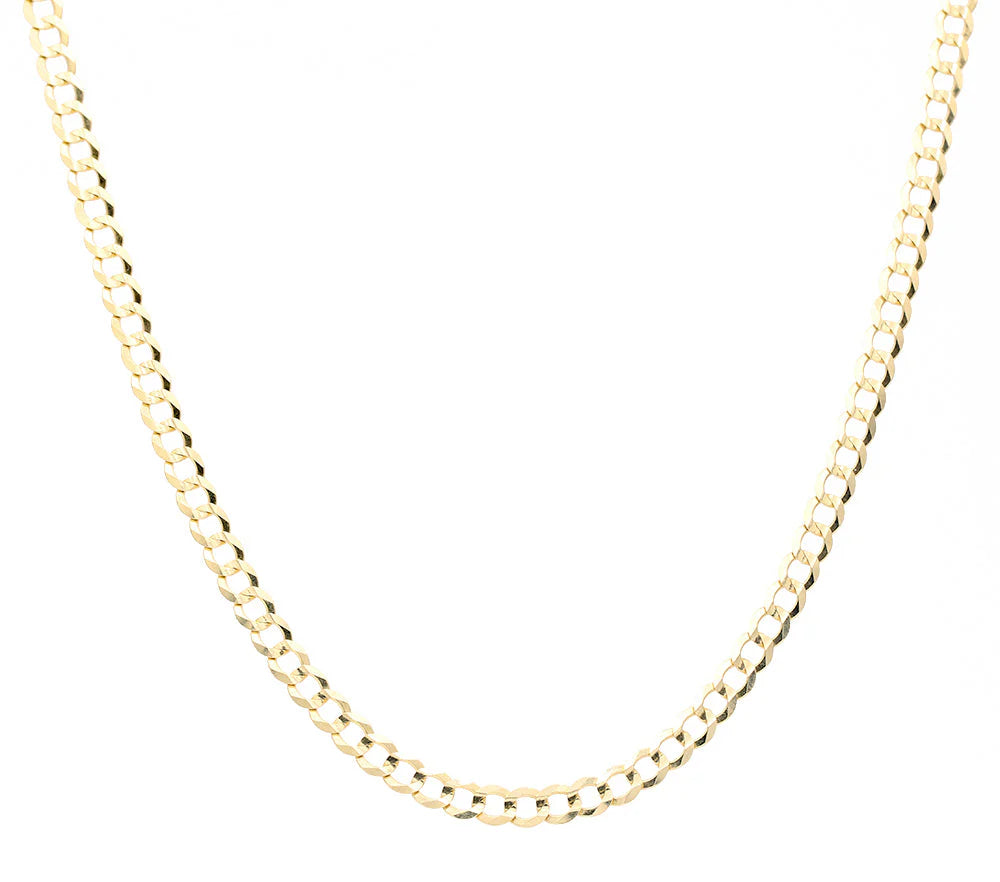 10K Yellow Gold Italian Solid Curb Chain / Size: 7mm-24'' / Weight: 26.3gr / K484PA-24