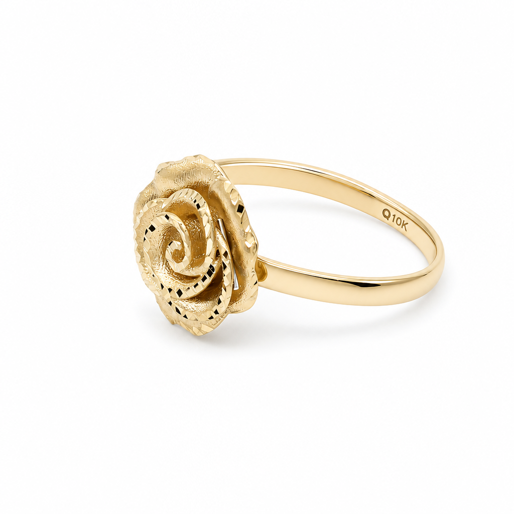 10K Yellow Gold Flower Women's Ring / Size: 8.5 / Weight: 2 GR / DQWR0FL-4