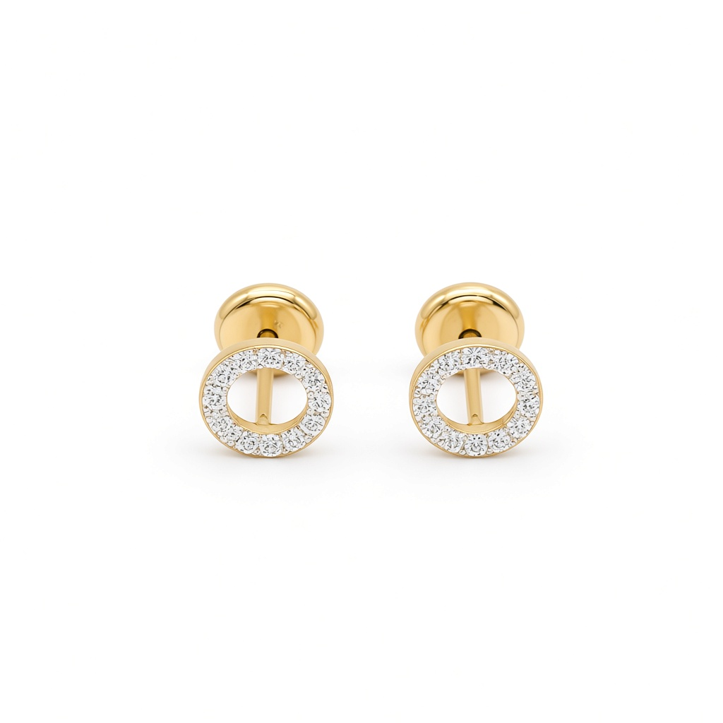 14K Yellow Gold Fashion Stud Earrings with Cz / 6-B87901PS6