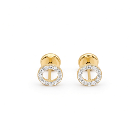 14K Yellow Gold Fashion Stud Earrings with Cz / 6-B87901PS6