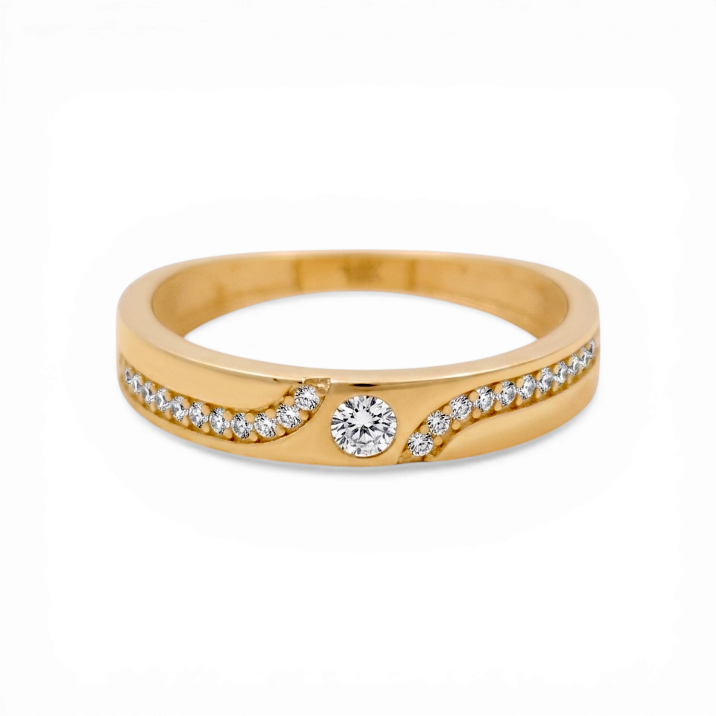 10K Yellow Gold Men’s Wedding Band with Cz / Size: 12 / Weight: 2.8 GR / CLBMWB0BS-9