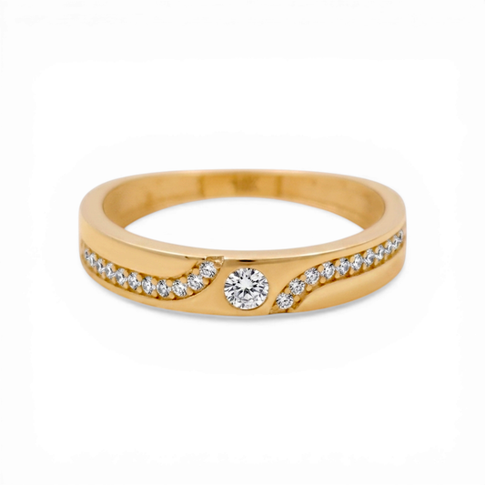 10K Yellow Gold Men’s Wedding Band with Cz / Size: 12 / Weight: 2.8 GR / CLBMWB0BS-9