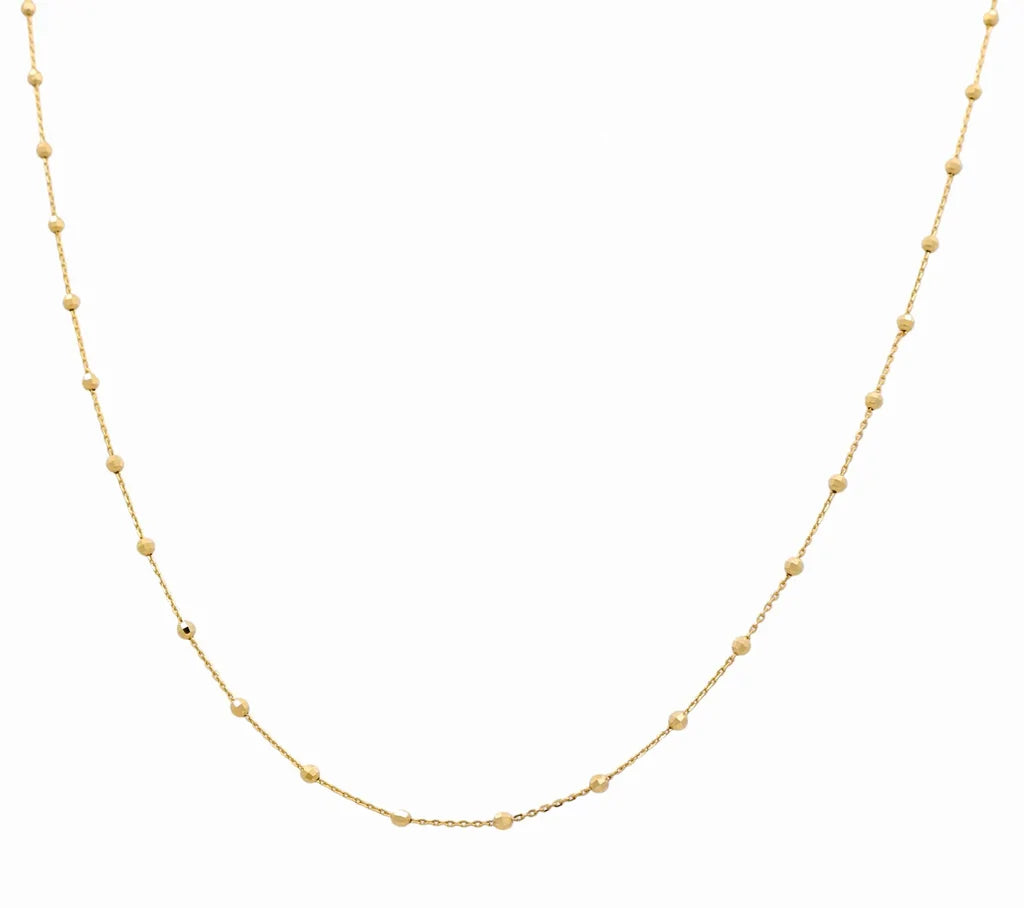14K Yellow Gold Fancy Link Chain with Diamond Cut Balls / Size: 1MM 18” / Weight: 3.2GR / DCCH4FL1-18