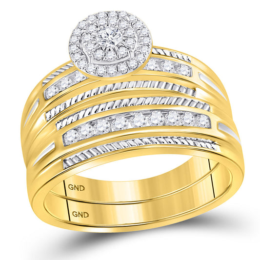 10K Yellow Gold Diamond Trio Set Ring / Stone: 5/8 CT Dia / Size: 7 & 10 / 118981