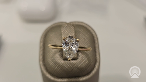 14K Dia Yellow Gold Women's Pearl Cut Lab Diamond Engagement Ring / Stone: 1ctw Lab / Size: sz7 / 13282