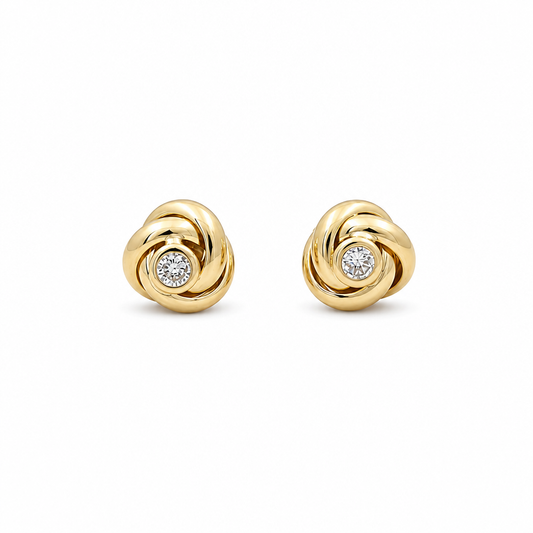 10K Yellow Gold Knot Earrings with Cz / Weight: 2.3 GR / ORC264