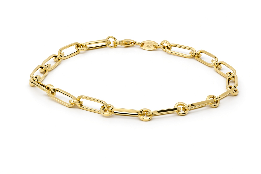 10K Yellow Gold Semisolid Fancy Paper Clip Bracelet / Size: 7.5" / Weight: 2 GR / 120MR685BR