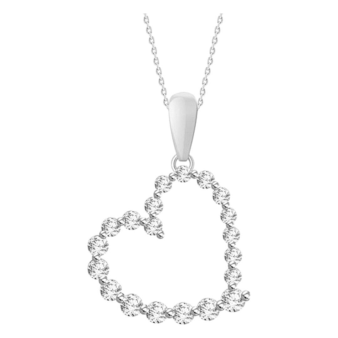 14K White Gold Diamond Necklace with Heart Pendant/ Stone: 0.25CT/ Size: 18"/ 265170W-A