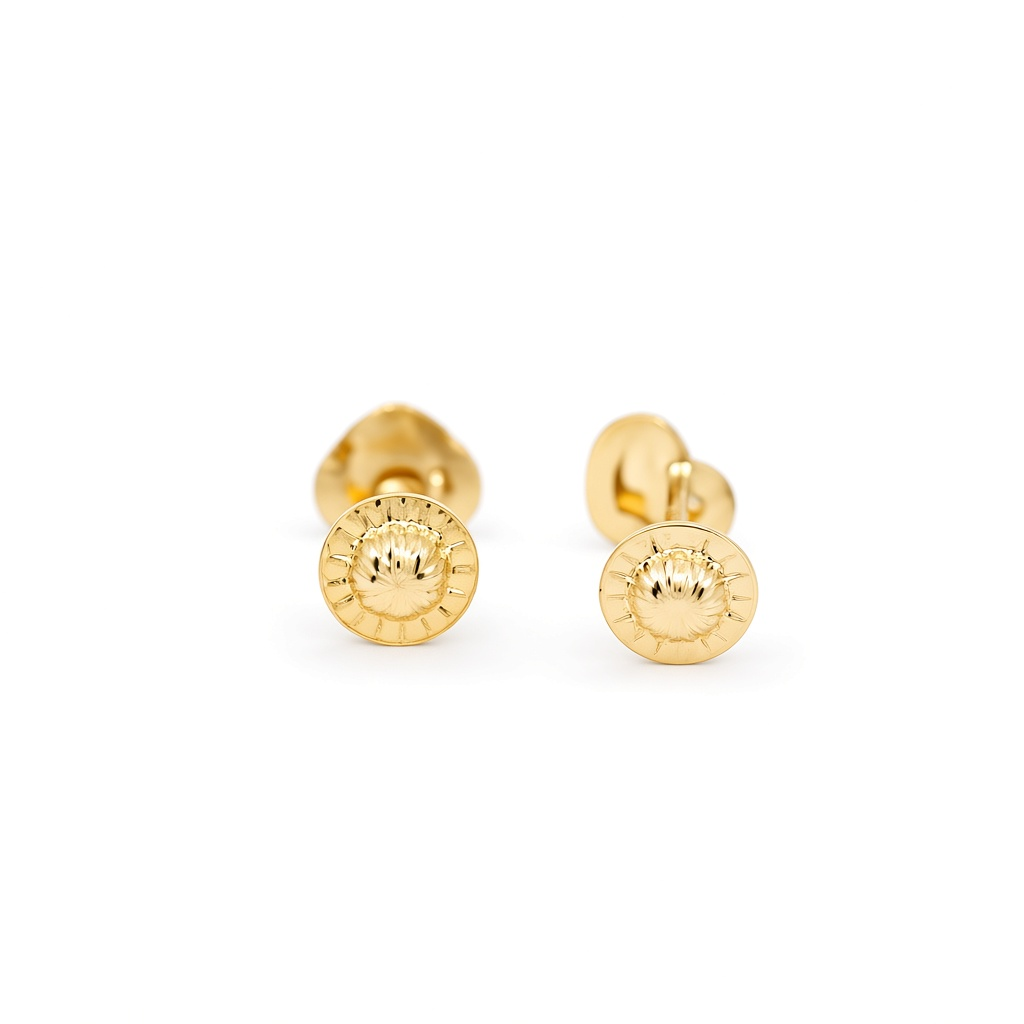 14K Yellow Gold Heart Stud Earrings with Cz / 6-438001PSF
