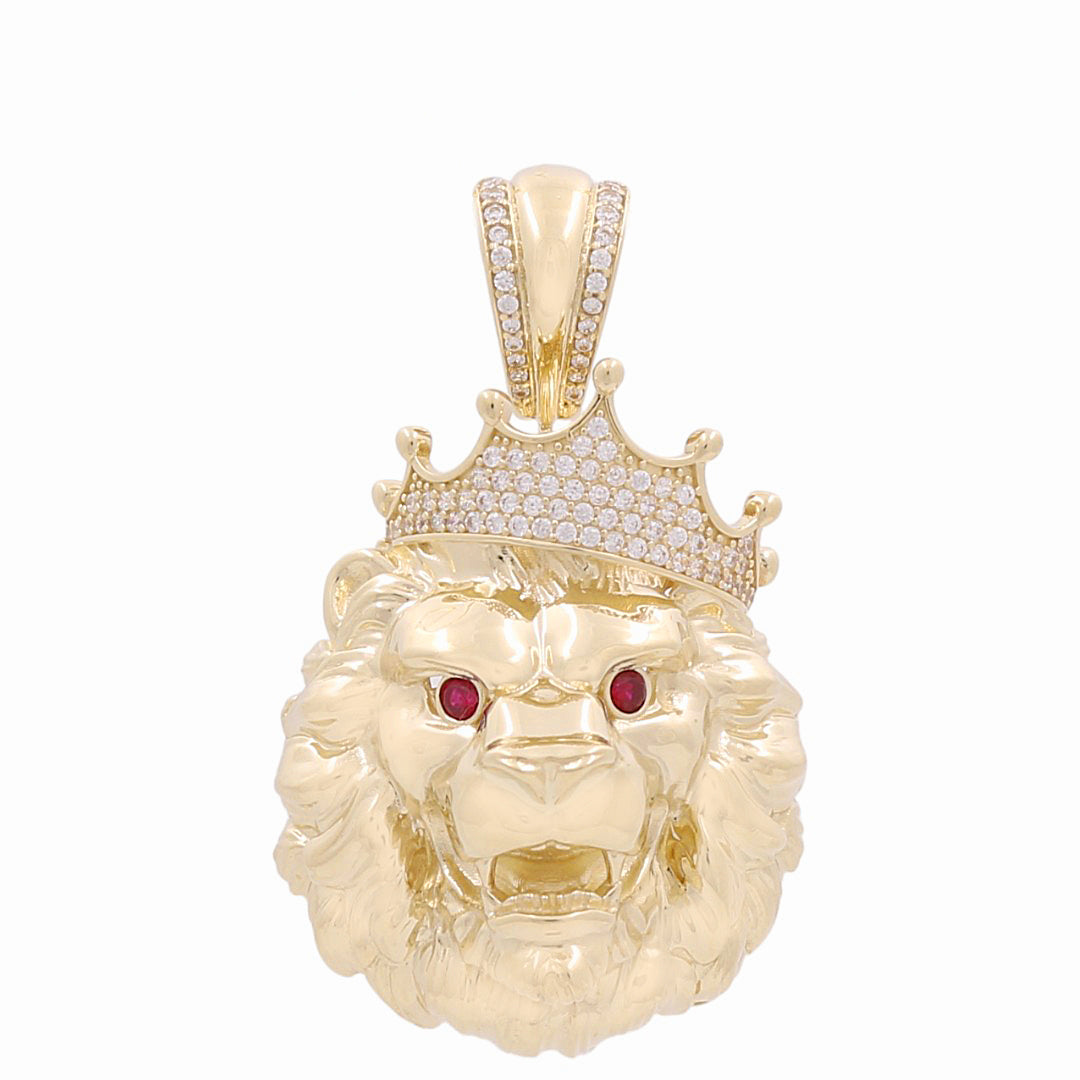 10K Yellow Gold Lion Head Pendant with Cz / Weight: 12.1 GR