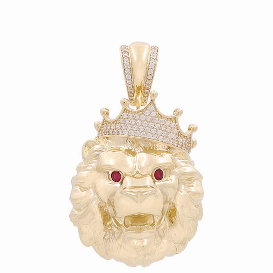 10K Yellow Gold Lion Head Pendant with Cz / Weight: 12.1 GR