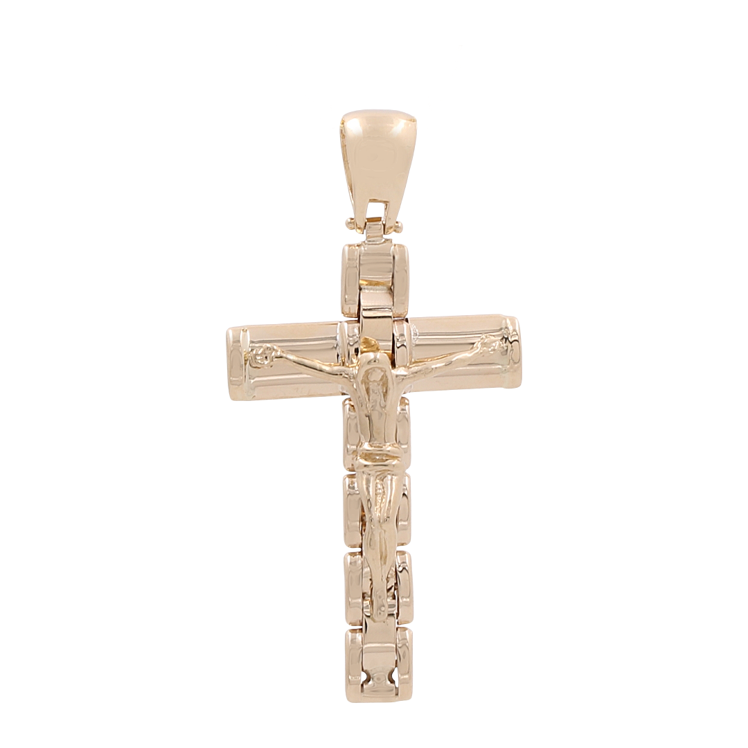 14K Two Tone Jesus on the Cross Pendant / ISPD4CRS-2