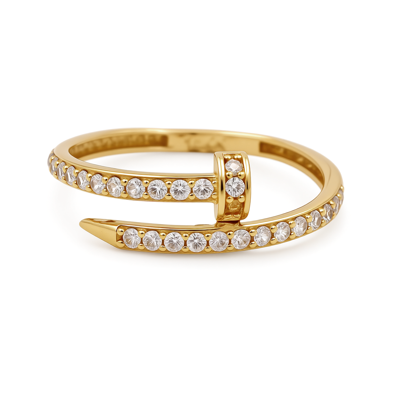 14K Yellow Gold Nail Women's Ring with Cz / Size: 7.5 / Weight: 1.4 GR / CEEWR4NL