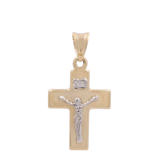 Colgante de cruz de oro de dos tonos de 14 quilates / COPD4CRS-24