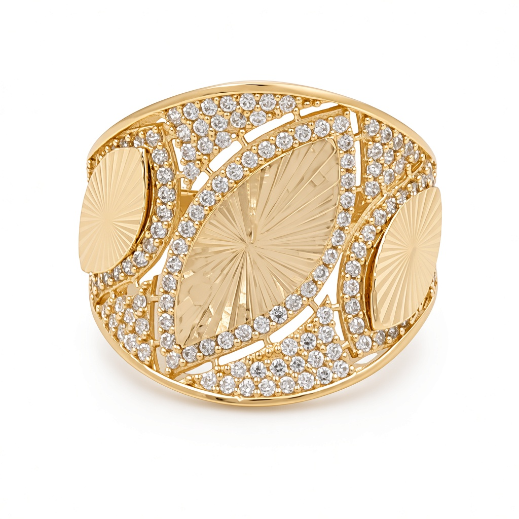 Anillo de moda para mujer de oro amarillo 14K / Zirconia / Talla 7 / Peso: 5.6 GR / COWR4FS-47