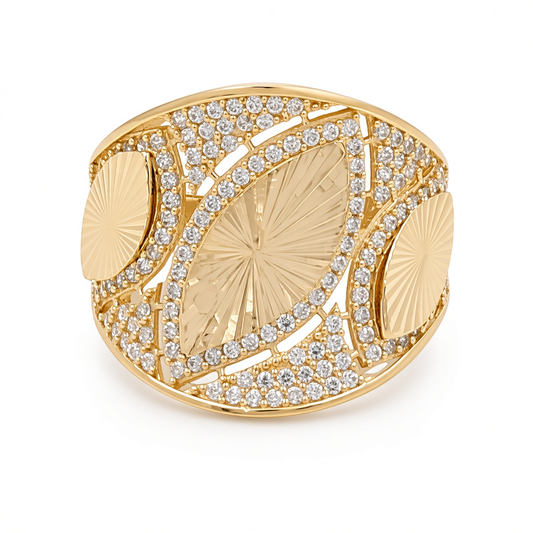 14K Yellow Gold Women's Fashion Ring with Cz / Size: 7 / Weight: 5.6 GR / COWR4FS-47