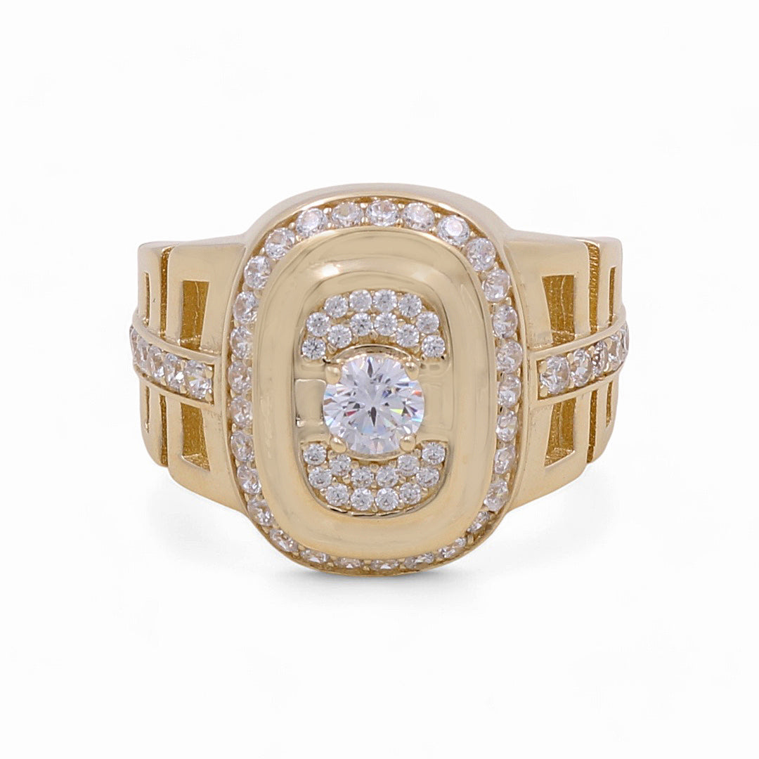 14K Yellow Gold Men’s Fashion Ring / CZ / Size 10 / Weight: 7.9 GR / COMR4FS-4
