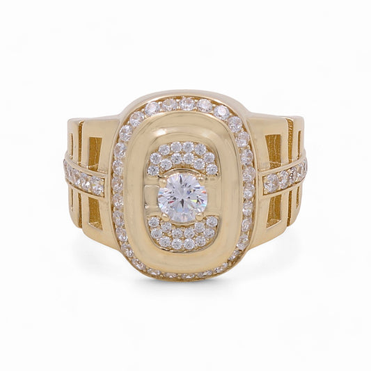 14K Yellow Gold Men’s Fashion Ring / CZ / Size 10 / Weight: 7.9 GR / COMR4FS-4