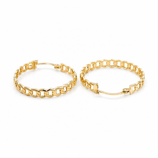 14K Yellow Gold Fashion Hoops Earrings / Size:3.5mm X 25.5mm / Weight: 3.8 GR / IEEEH4FS3.5X25.5