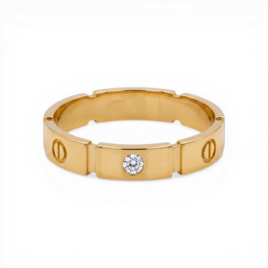 10K Yellow Gold Men’s CT Wedding Band with Cz / Size: 11 / Weight: 4.5 GR