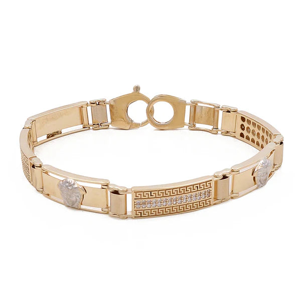 14K Yellow and White Gold Medusa Fashion Men's Bracelet / Stone: Cz/ Size: 8mm 8" / Weight: 16.8 GR / CSMB4VS-2