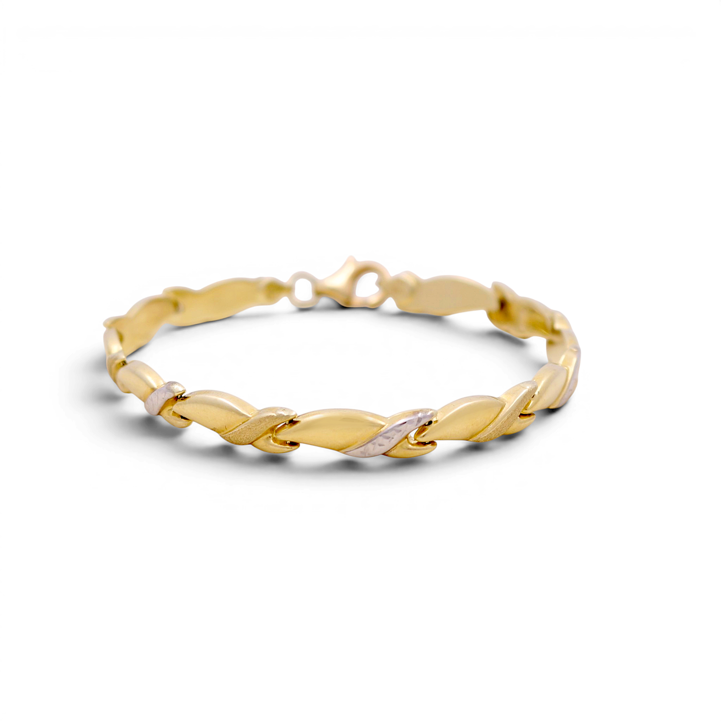 10K Yellow and White Gold Fashion Women's Bracelet / Size: 7" / Weight: 4.5 GR