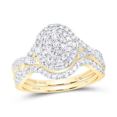 10k Dia Yellow Gold Diamond Woman's Bridal Set Ring / Size: sz7 / Stone: 3/4 Ctw / 202320