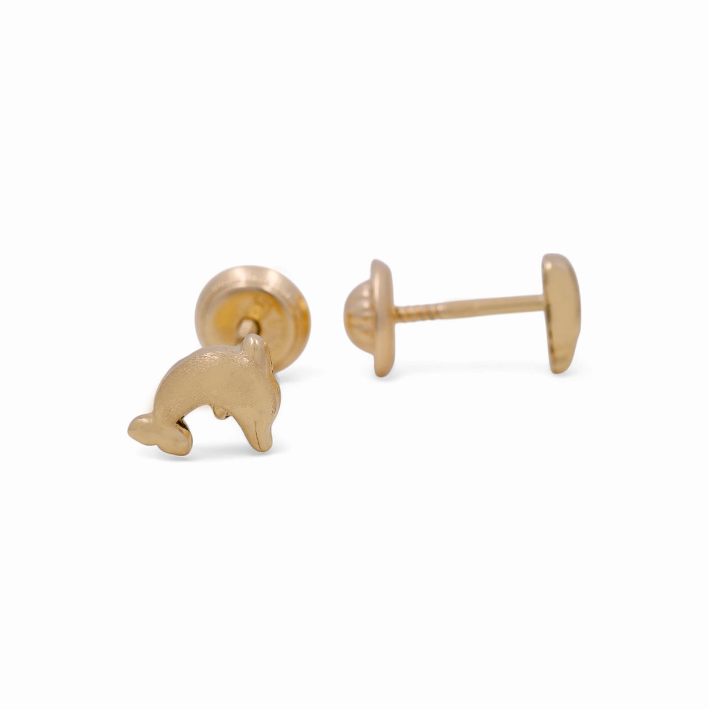 14k Yellow Gold Dolphin Stud Earrings / 6-438601PF