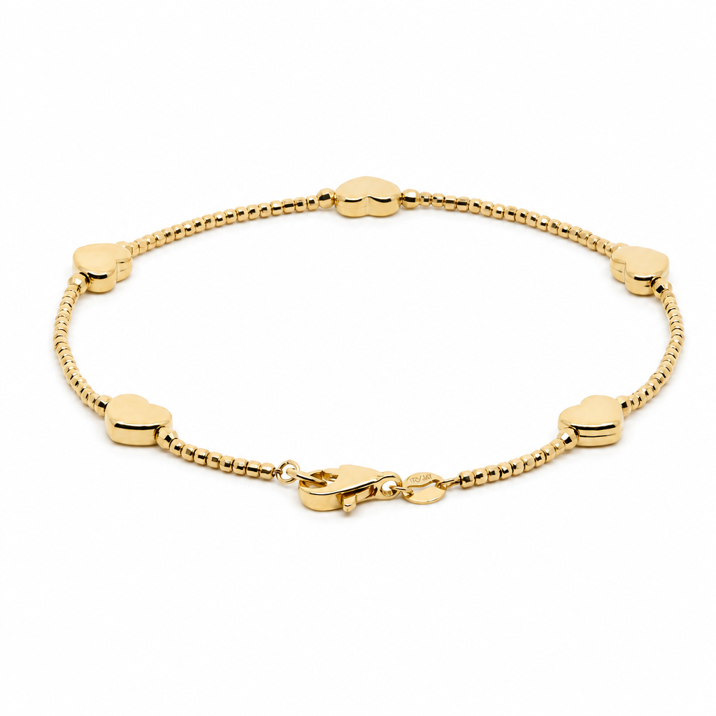 14K Yellow Gold Women's Bracelet with Heart / Size: 7'' / Weight: 2.5 GR / CXWB4HR-7
