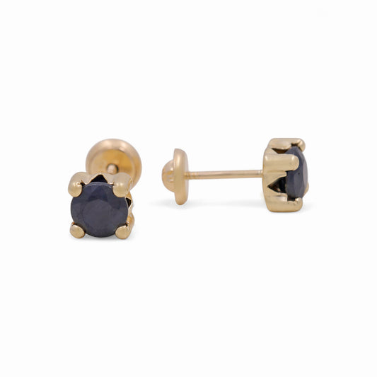 14k Yellow Gold Stud Earrings with Sapphire Stone / 6-627401PNZ