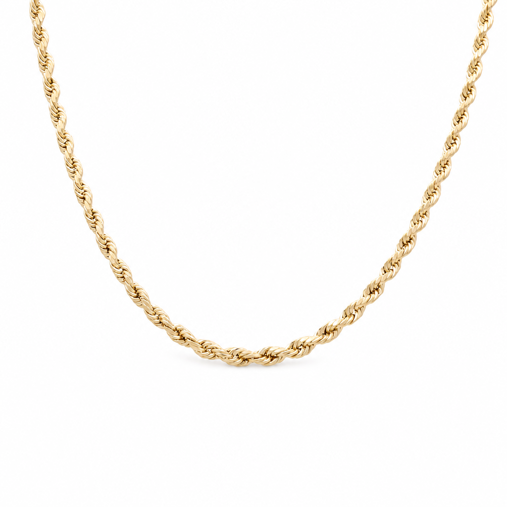 14K Yellow Gold Semisolid Rope Chain / Size: 20" 4mm / Weight: 10.5 GR