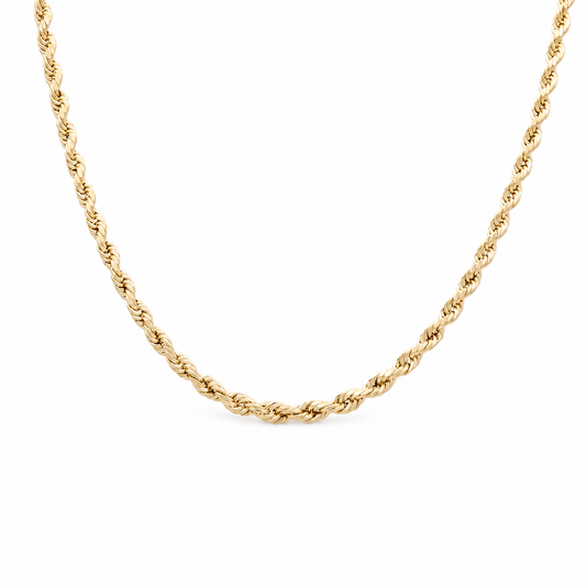 14K Yellow Gold Semisolid Rope Chain / Size: 20" 4mm / Weight: 10.5 GR
