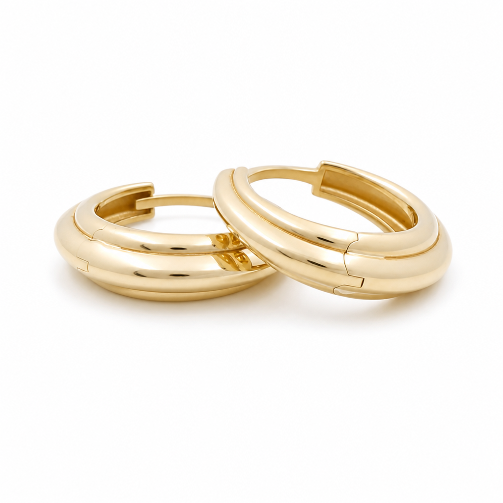 10K Yellow Gold Fashion Hoops Earring / Size: 5mm-14mm / Weight: 2.4 GR / DQEH0FS5x14