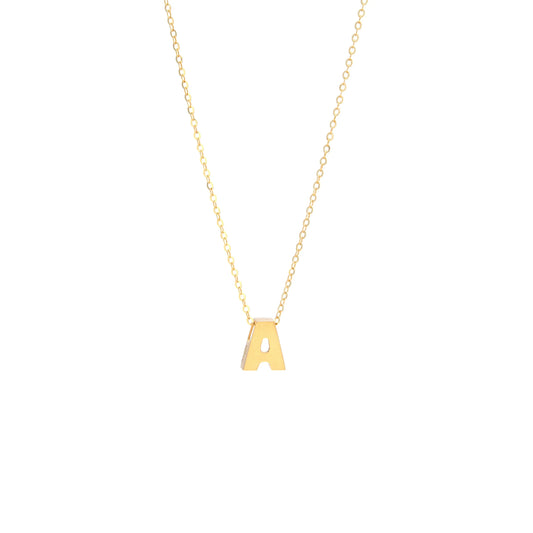 14K Yellow Gold Necklace Initial A / Size: 18" / INIT.A-140C