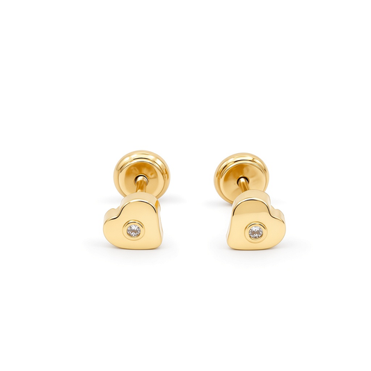 14K Yellow Gold Fashion Stud Earrings with Cz / Size: Small / 6-550701PS4