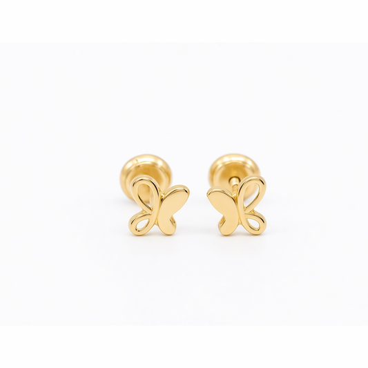 14K Yellow Gold Fashion Butterfly Stud Earrings / Size: Small / 6-333701P