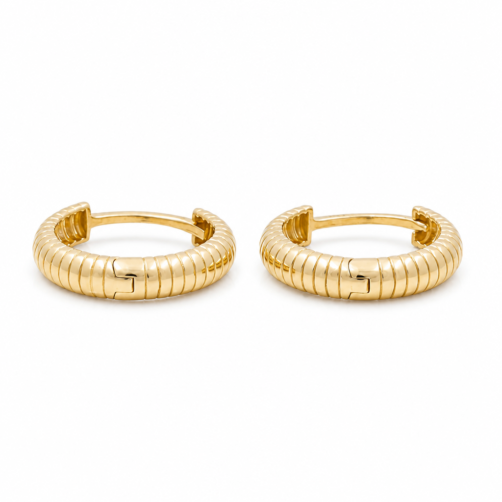 14K Yellow Gold Fashion Women's Hoops Earrings / Size: 3mmx12.5mm / Weight: 1.7 GR / DQEH4FS3X12.5