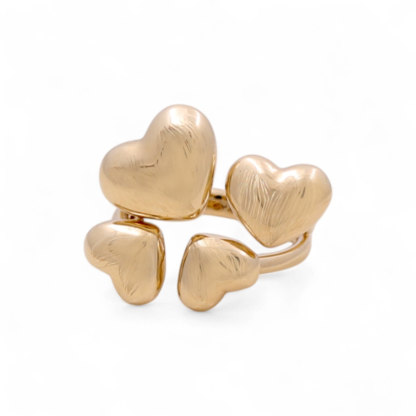 14K Yellow Gold Fashion Four Hearts Women's Ring / Size: 8 / Weight: 4.6 GR / DQWR4HR-15