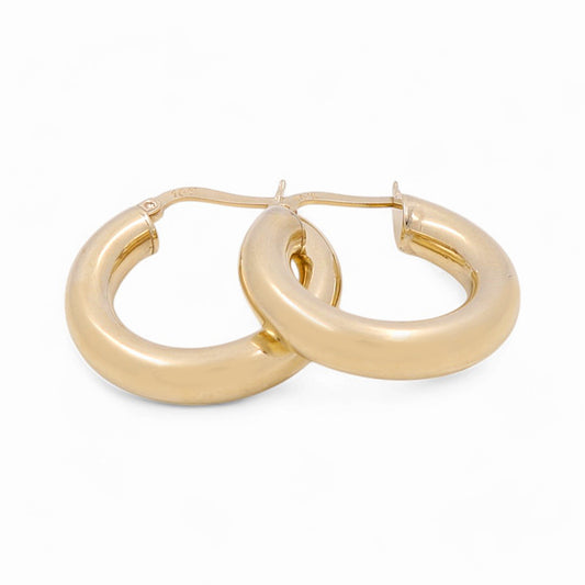 10K Yellow Gold Plane Hoops Earrings / Size: 5mm X 15.5mm / Weight: 3.1 GR / KOEH0PL5x15.5