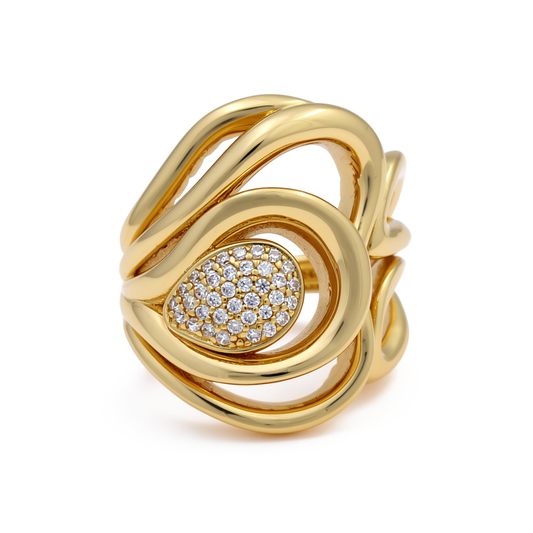 10K Yellow Gold Fashion Women's Ring with CZ / Size: 7.5 / Weight: 5.3 GR