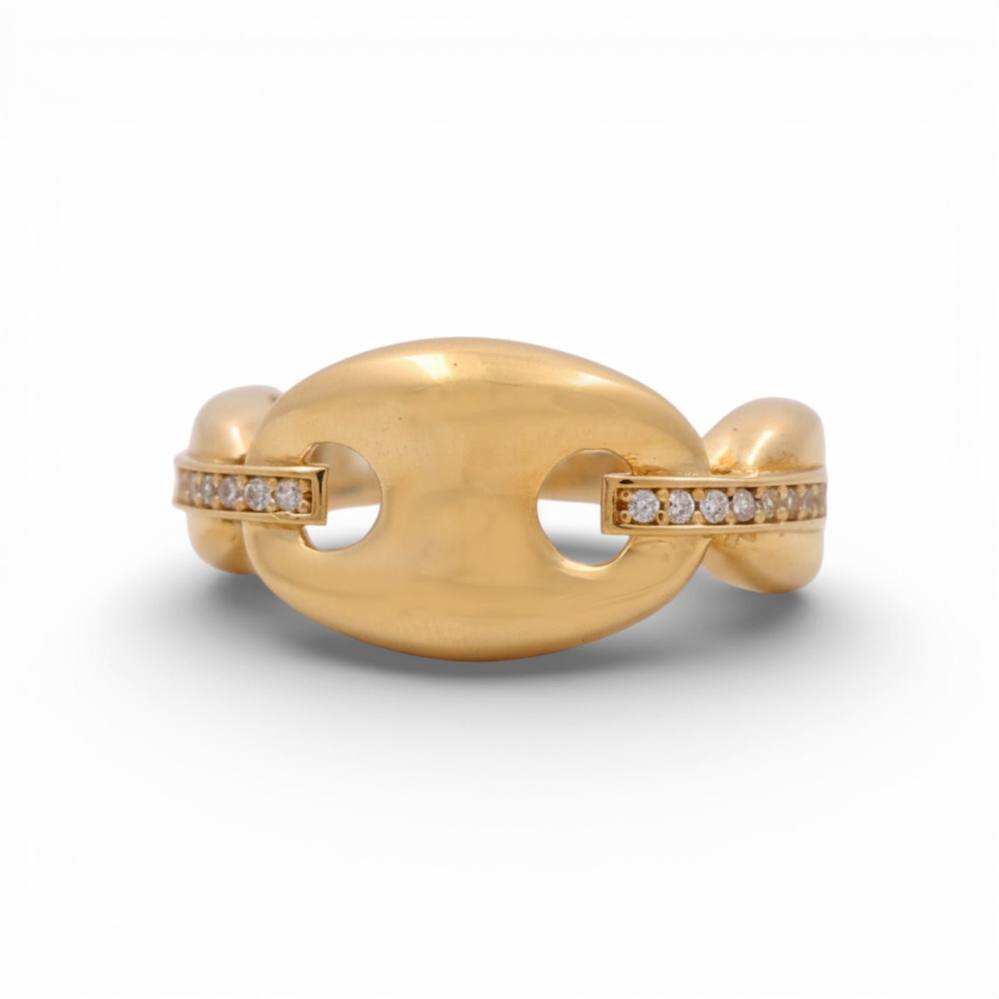 14K  Yellow Gold Fashion Women's Ring With Cz / Size: 7.75 / Weight: 3.2 GR