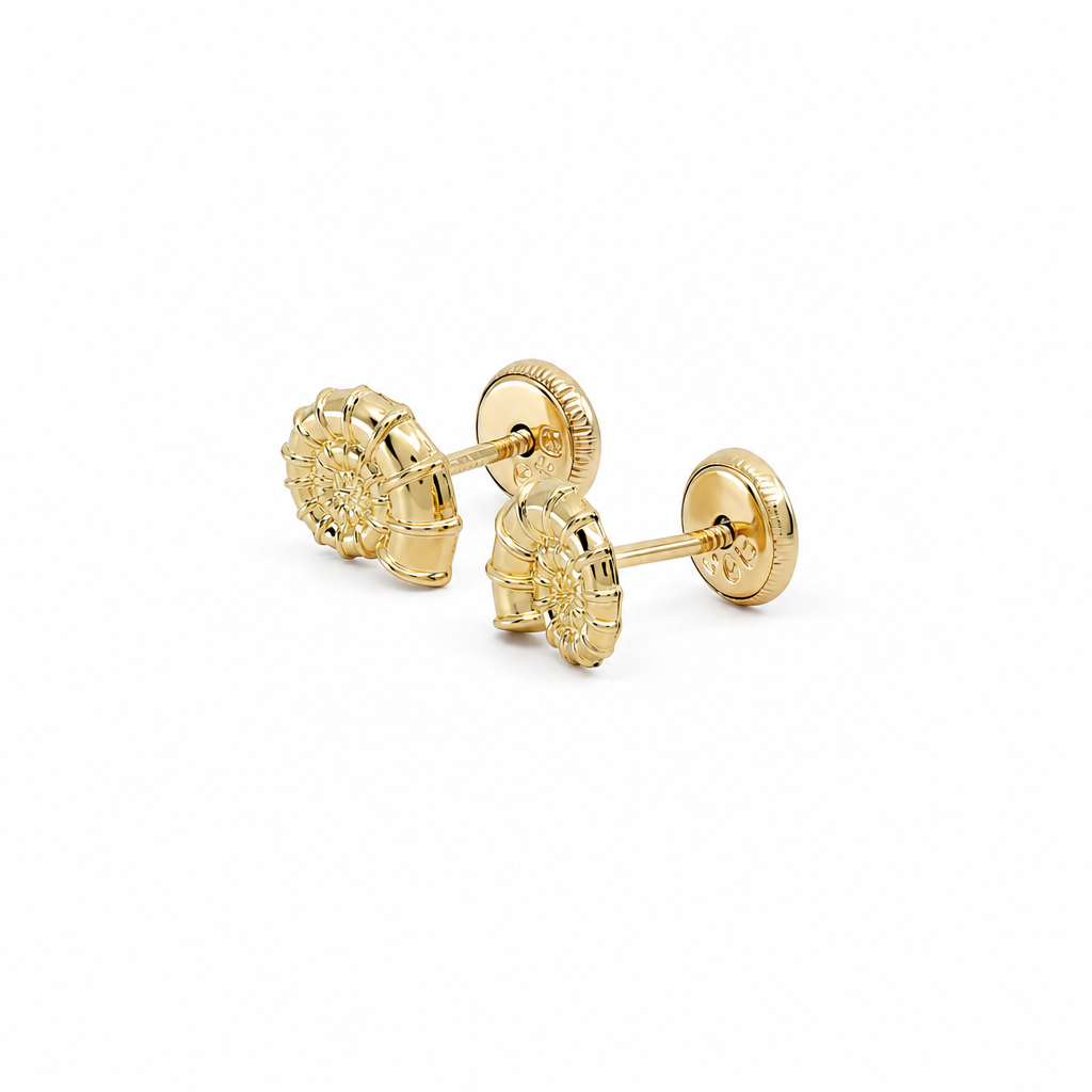 14k Yellow Gold Shell Stud Earrings With Cz/ 6-B59301PF6