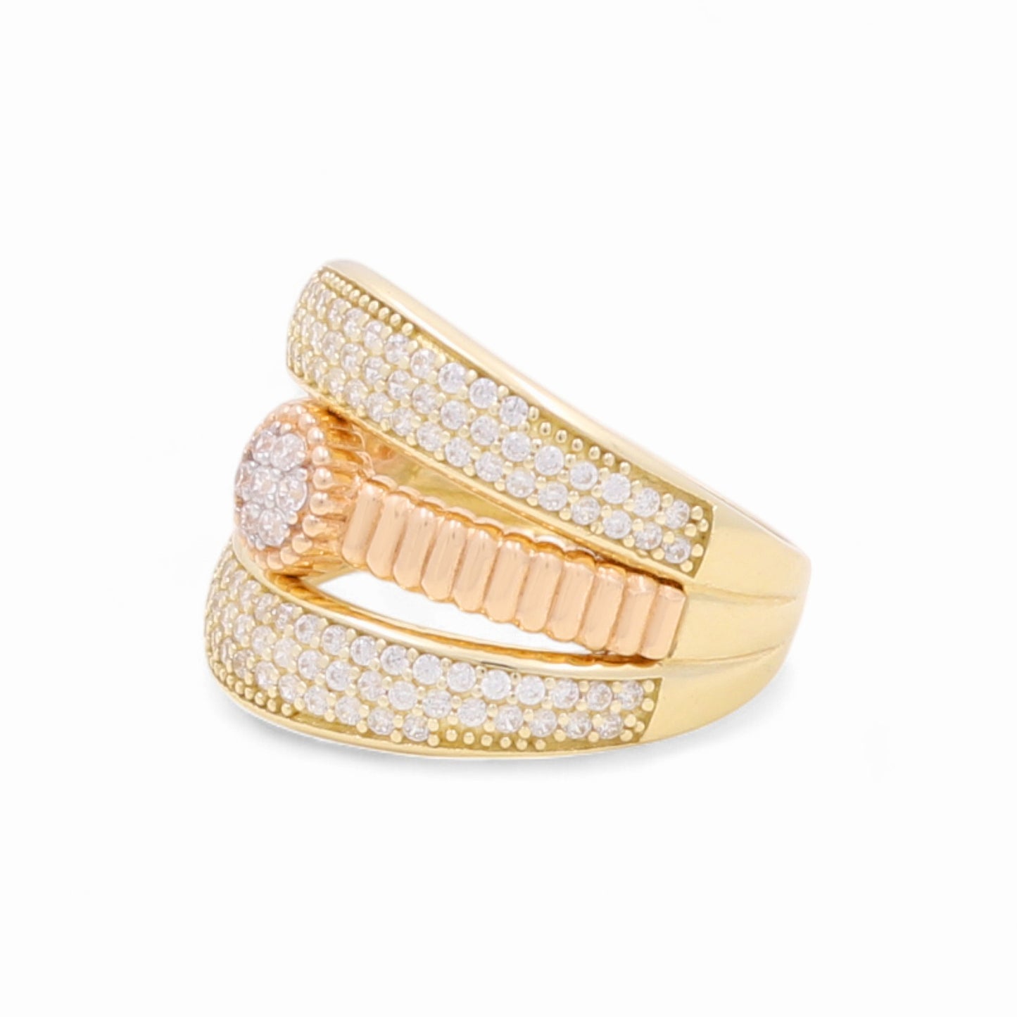 14k Two Tone Fashion Women's Ring with Cz / Weight 4.4 GR / COWRTT4FS-5