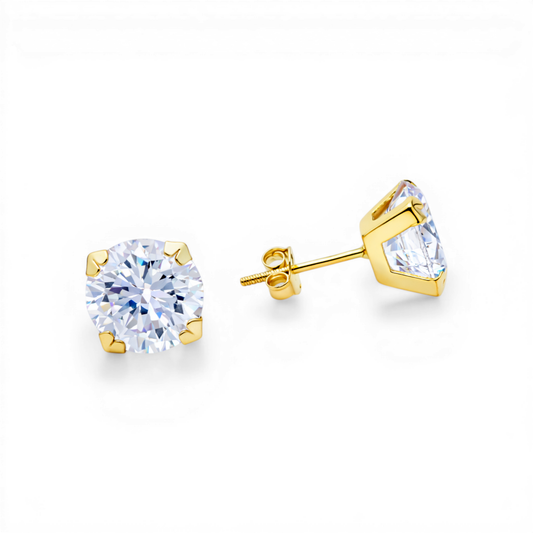 14k Yellow Gold Fashion Stud Earrings With Cz / 6-950701PS9