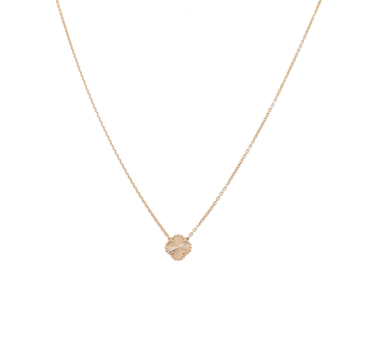 Collar de un trébol para mujer de oro amarillo 14K / Medida: 18" 11MM / Peso: 5.9 GR / DONK4CLV-6