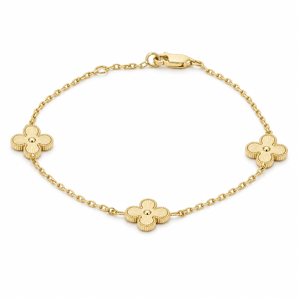 10K Yellow Gold Fashion Women's Bracelet with Flowers / Size: 7'' / Weight: 2.8 GR / LLBWB0FL-1