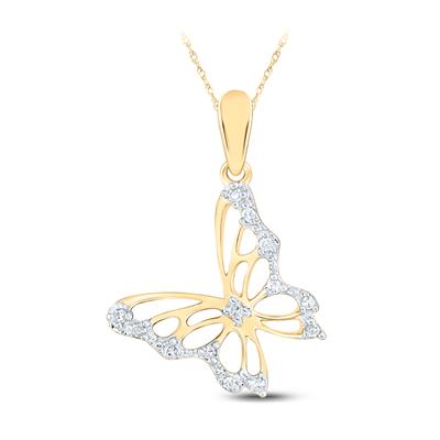 10k Yellow Gold Butterfly Diamond Pendant / Stone: 1/20 Cttw / 99834