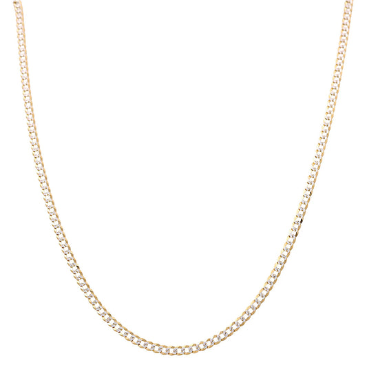 14K Yellow & White Gold Solid Curb Chain / Size: 4mm-22'' / Weight: 13.2gr / FCEECHTT4CB4-22