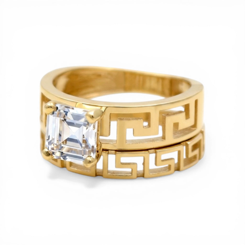 10K Yellow Gold Women’s Greek Bridal Set / Stone: Cz / Size: 8 / Weight: 5.5 GR